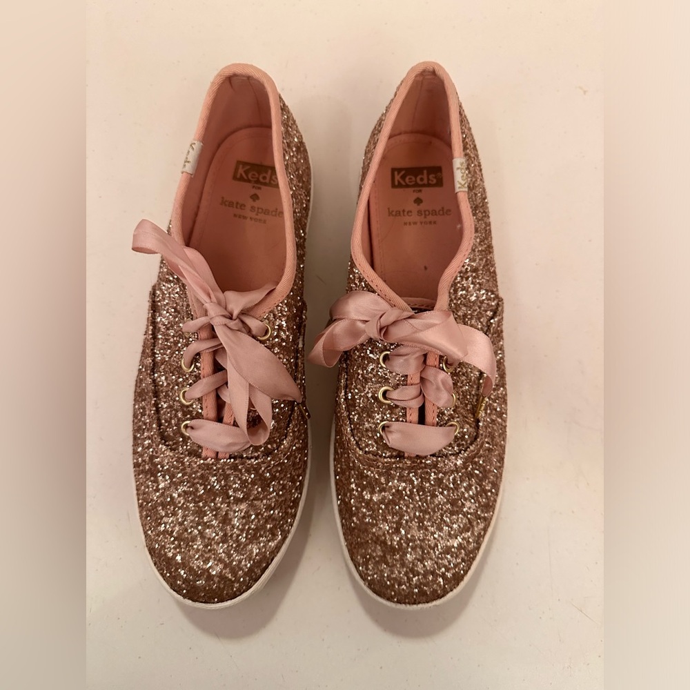 Keds for Kate Spade Rose Gold Glitter Sneaker Flats Size 7 Women’s